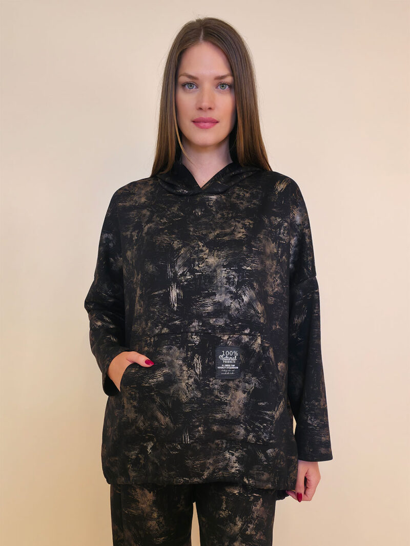 Majica 52 Albion - jersey print hoodie stardust brushed - black