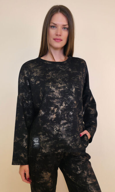 Majica 36 Belden - jersey print stardust brushed - black