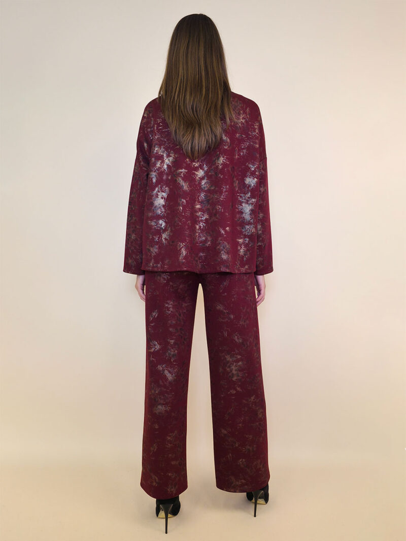 Hlače 40 Anselmo - jersey print stardust brushed - burgundy
