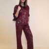 Hlače 40 Anselmo - jersey print stardust brushed - burgundy