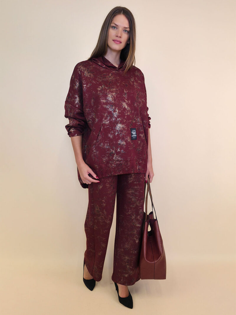 Majica 52 Albion - jersey print hoodie stardust brushed - burgundy