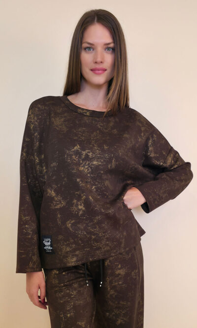 Majica 36 Belden - jersey print stardust brushed - brown