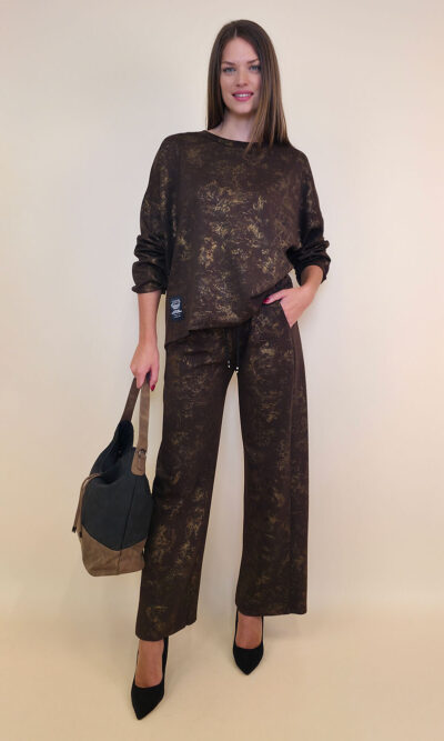 Hlače 40 Anselmo - jersey print stardust brushed - brown