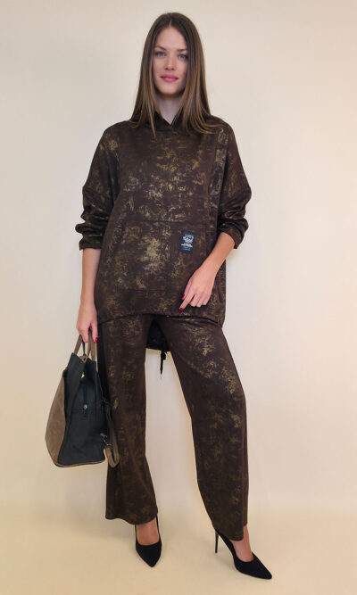 Hlače 40 Anselmo - jersey print stardust brushed - brown