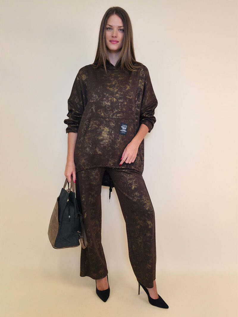 Hlače 40 Anselmo - jersey print stardust brushed - brown