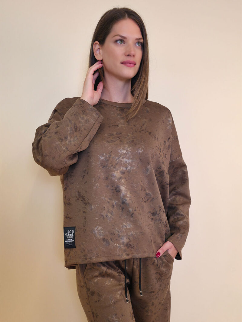 Majica 36 Belden - jersey print stardust brushed - camel
