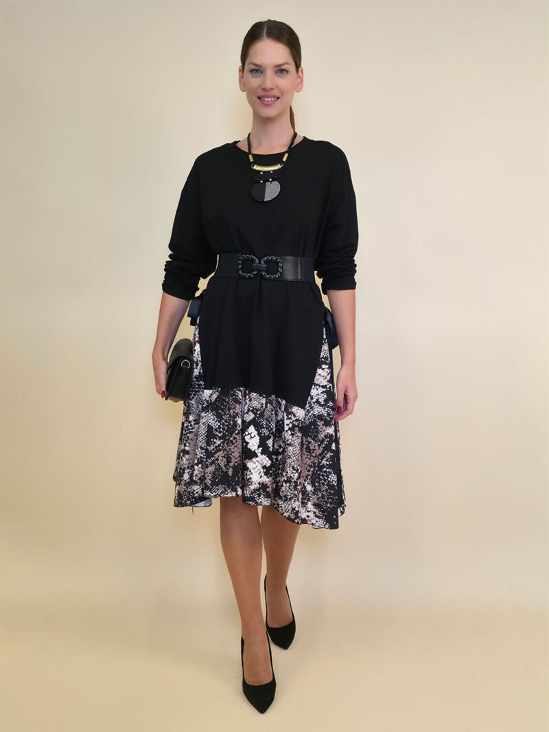 Haljina 56 Ogallala - felpa UN black/tesutto mašne bok - Piton