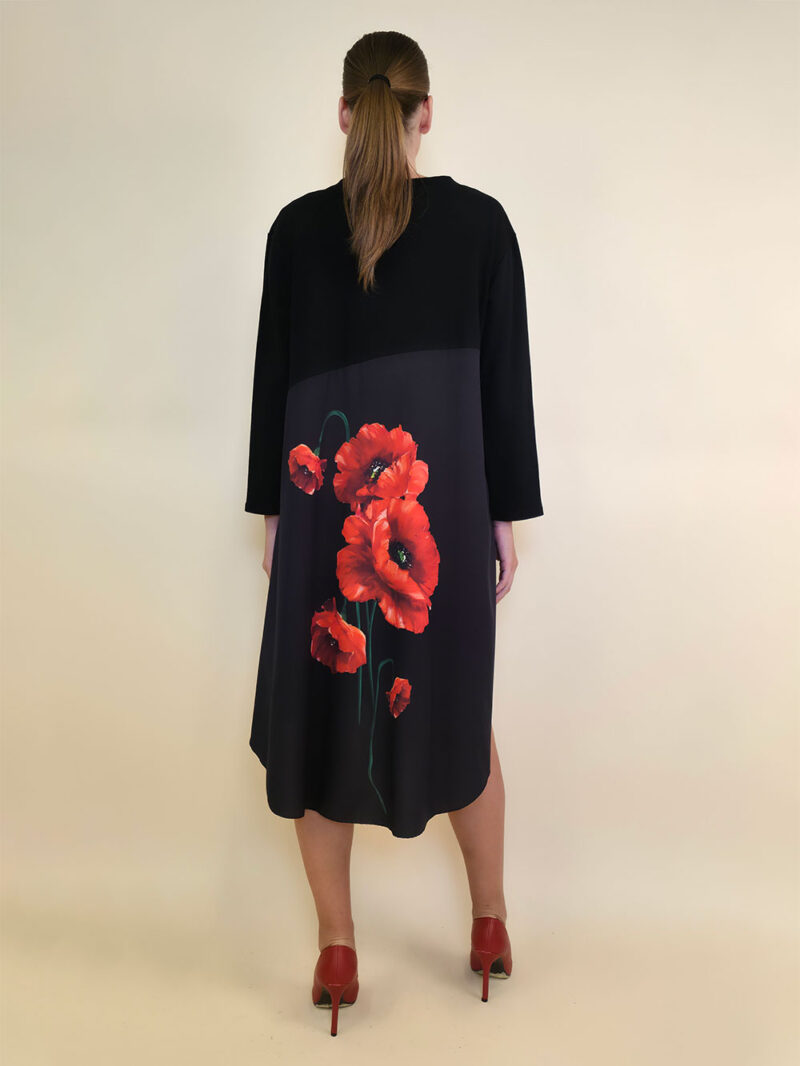 Haljina 52 Merna - felpa/print mašna - Poppies