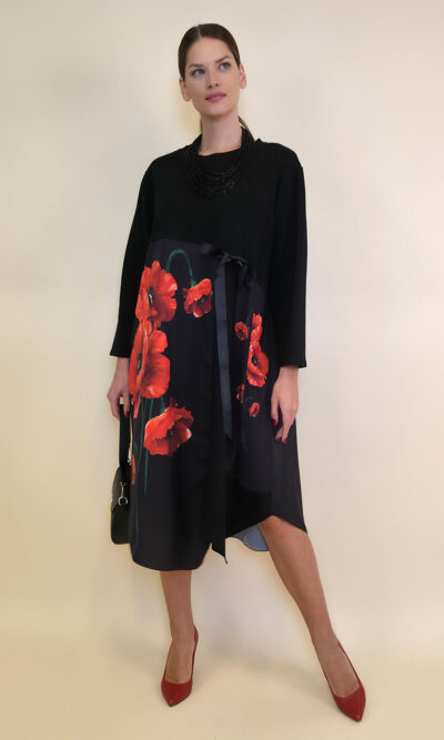 Haljina 52 Merna - felpa/print mašna - Poppies