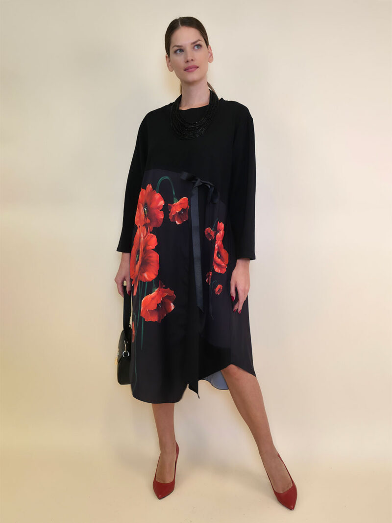 Haljina 52 Merna - felpa/print mašna - Poppies