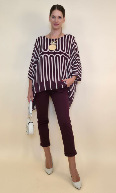 Tunika 36 Bogota - gtte print double U - burgundy