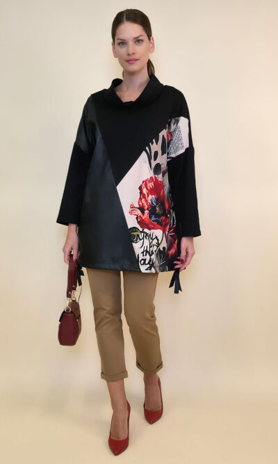 Tunika 48 Black Wings - felpa/ecco leather/print - Animal Poppies