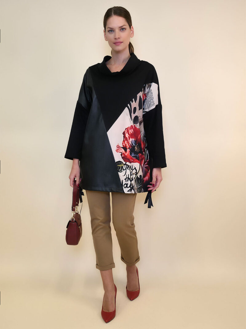 Tunika 48 Black Wings - felpa/ecco leather/print - Animal Poppies