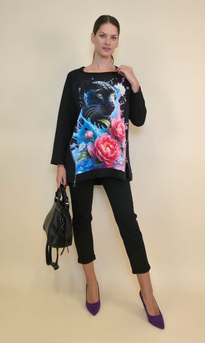 Tunika 44 Verdon - felpa/print 2 cifa - Leopard  Peonies