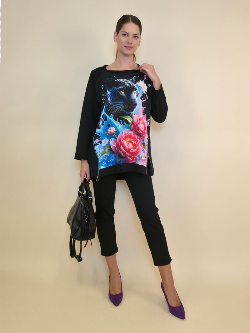 Tunika 44 Verdon - felpa/print 2 cifa - Leopard  Peonies