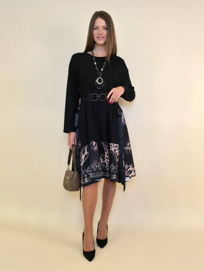Haljina 56 Ogallala - felpa UN black/tesutto mašne bok - Leopard black