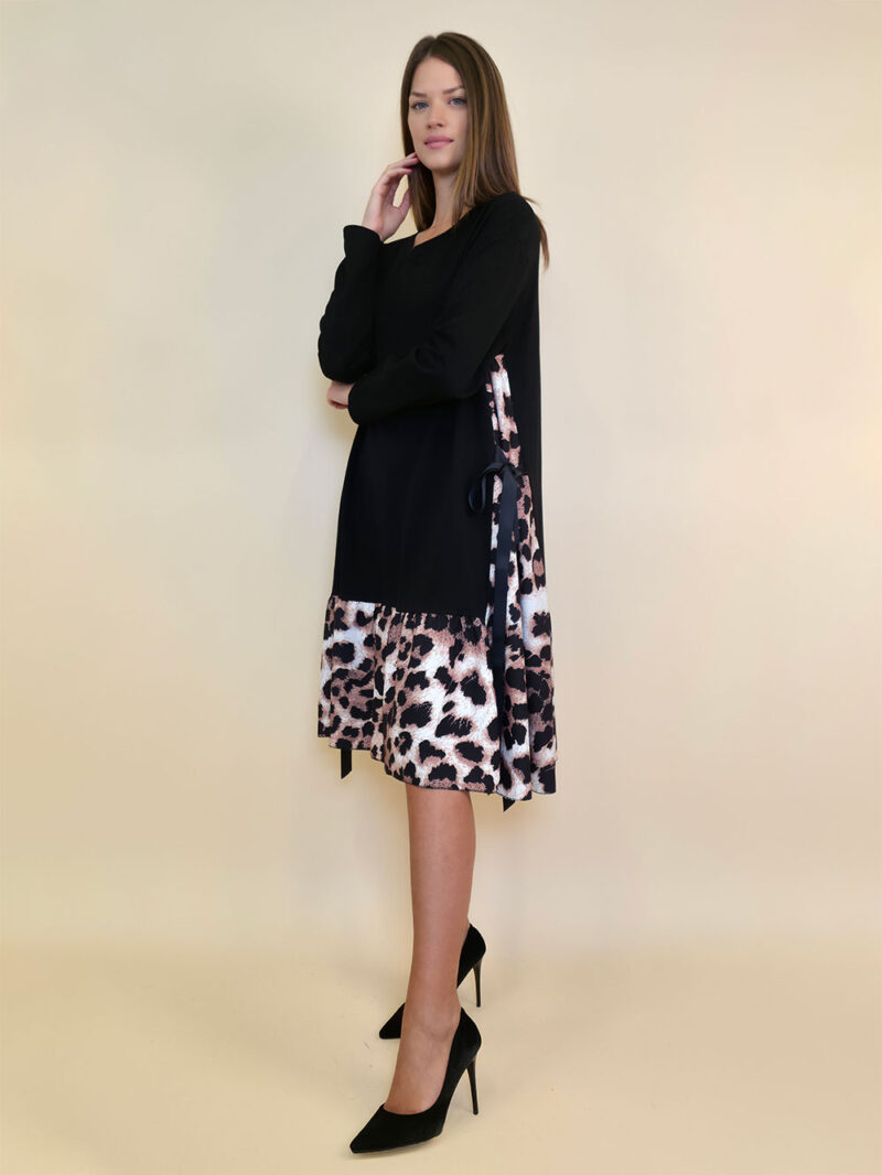 Haljina 56 Ogallala - felpa UN black/tesutto mašne bok - Leopard brown
