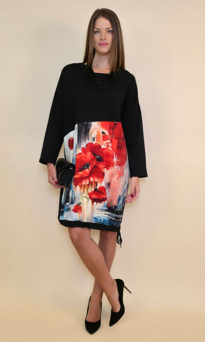 Haljina 42 Alma - felpa/print vezice - Red Ball & Poppies