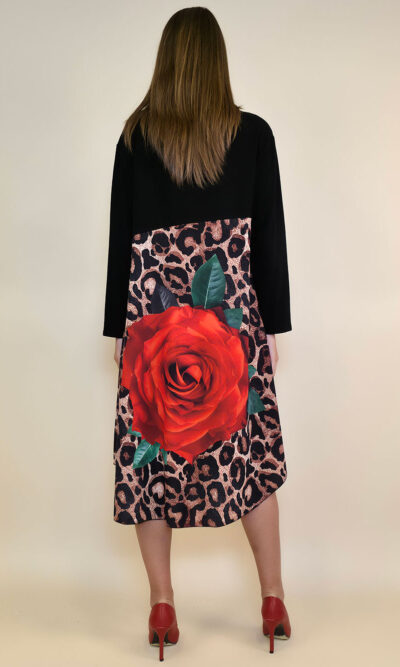 Haljina 52 Merna - felpa/print mašna - Big Rose Animal