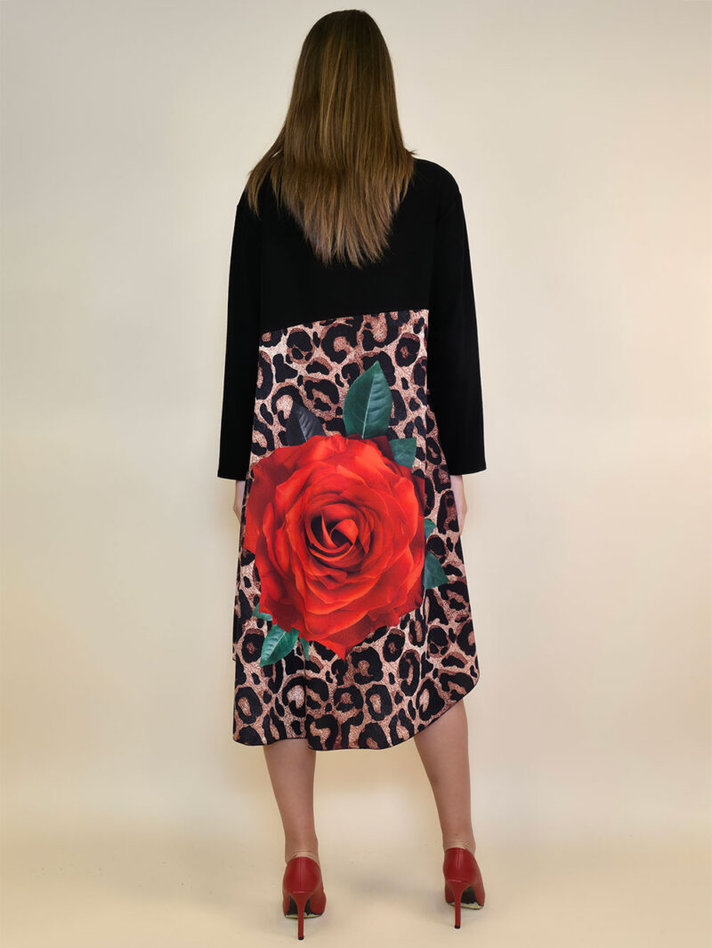 Haljina 52 Merna - felpa/print mašna - Big Rose Animal