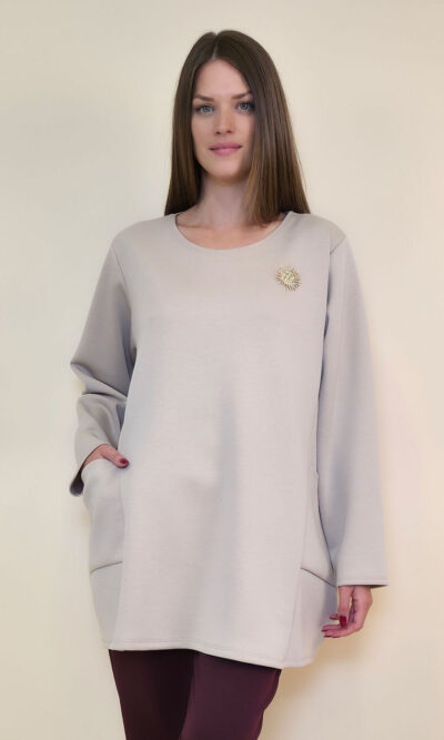 Tunika+broš 32 Atoka - vis jersey UN - beige