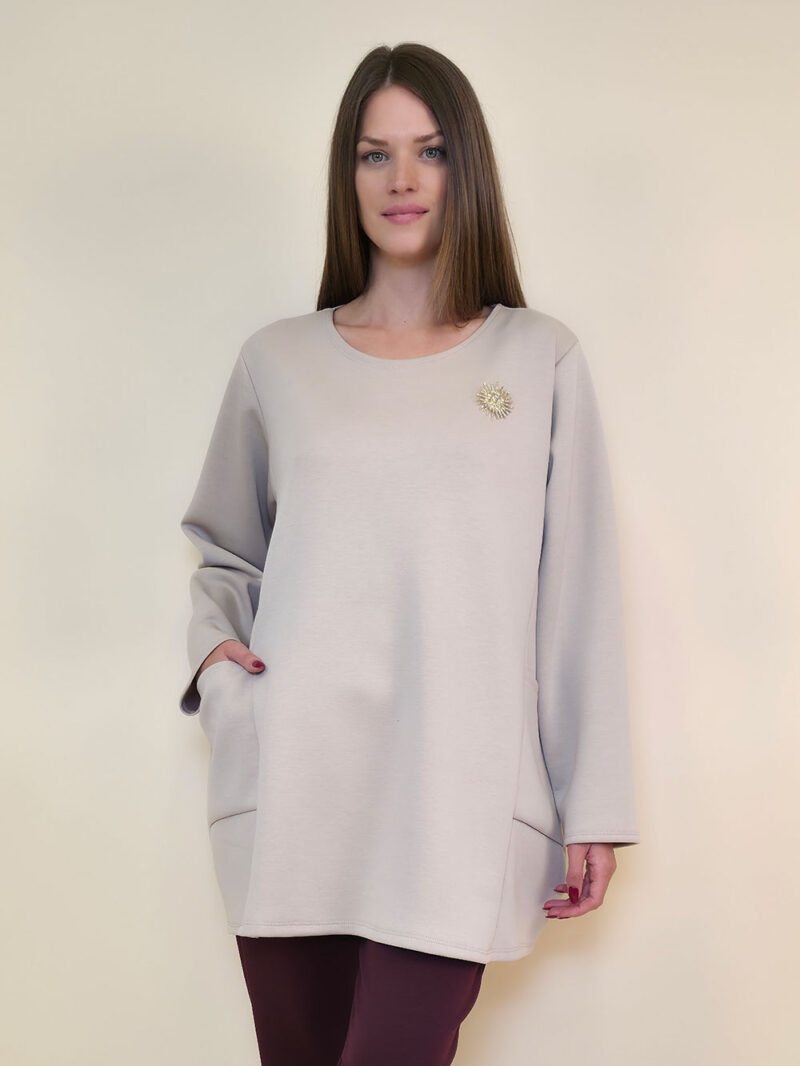 Tunika+broš 32 Atoka - vis jersey UN - beige