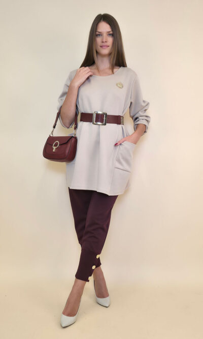 Tunika+broš 32 Atoka - vis jersey UN - beige