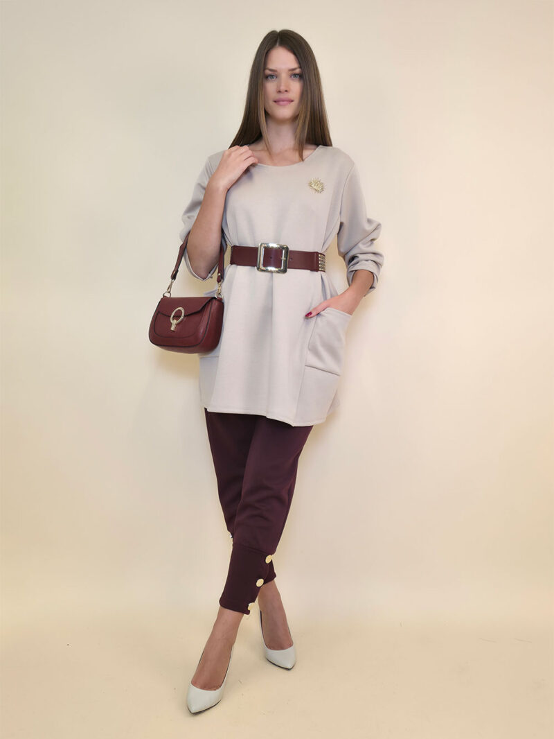 Tunika+broš 32 Atoka - vis jersey UN - beige