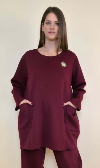 Tunika+broš 32 Atoka - vis jersey UN - burgundy