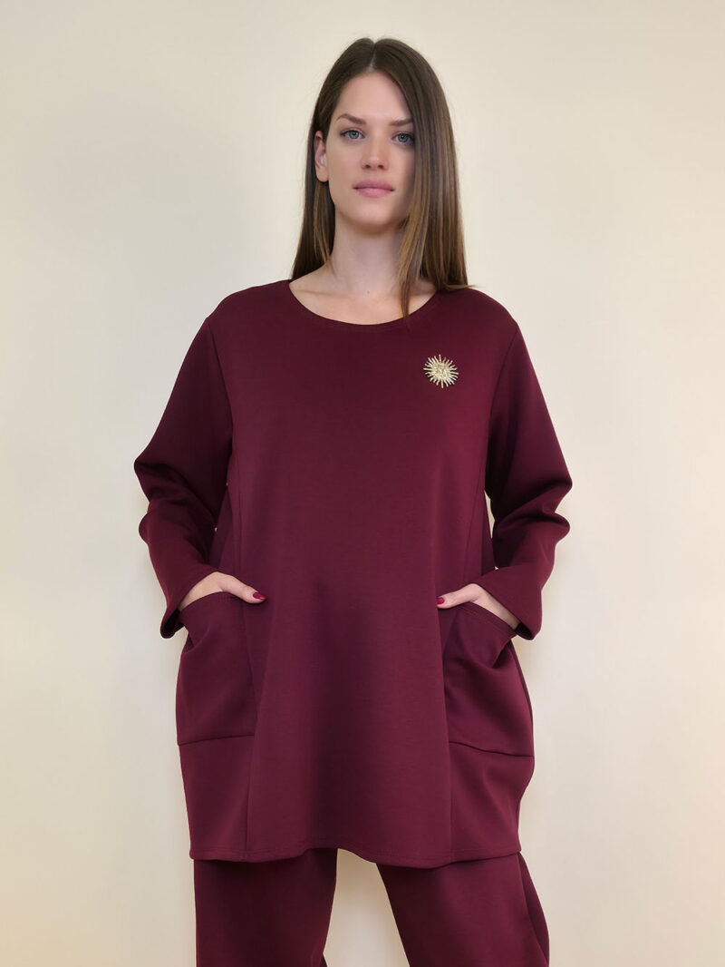 Tunika+broš 32 Atoka - vis jersey UN - burgundy