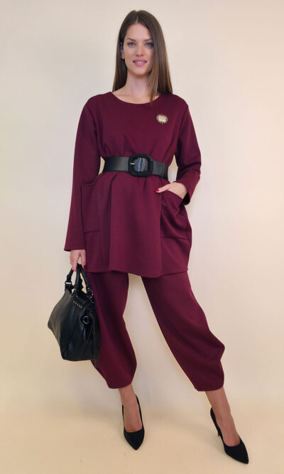 Tunika+broš 32 Atoka - vis jersey UN - burgundy