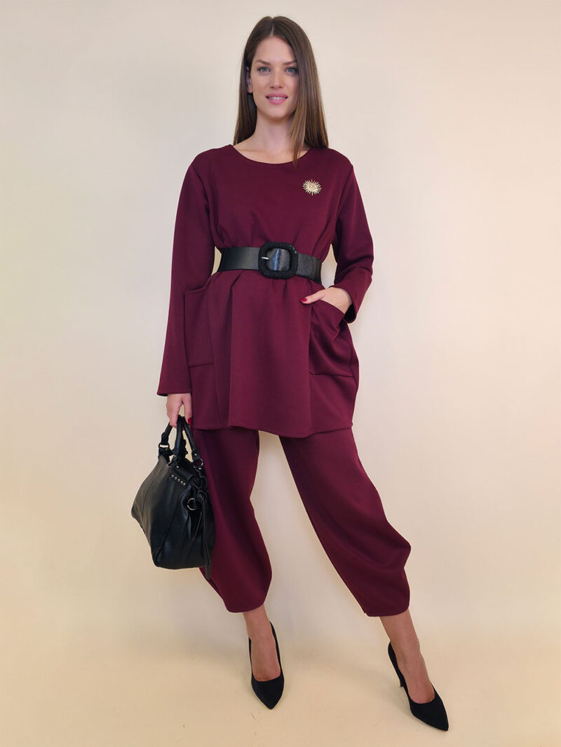 Tunika+broš 32 Atoka - vis jersey UN - burgundy