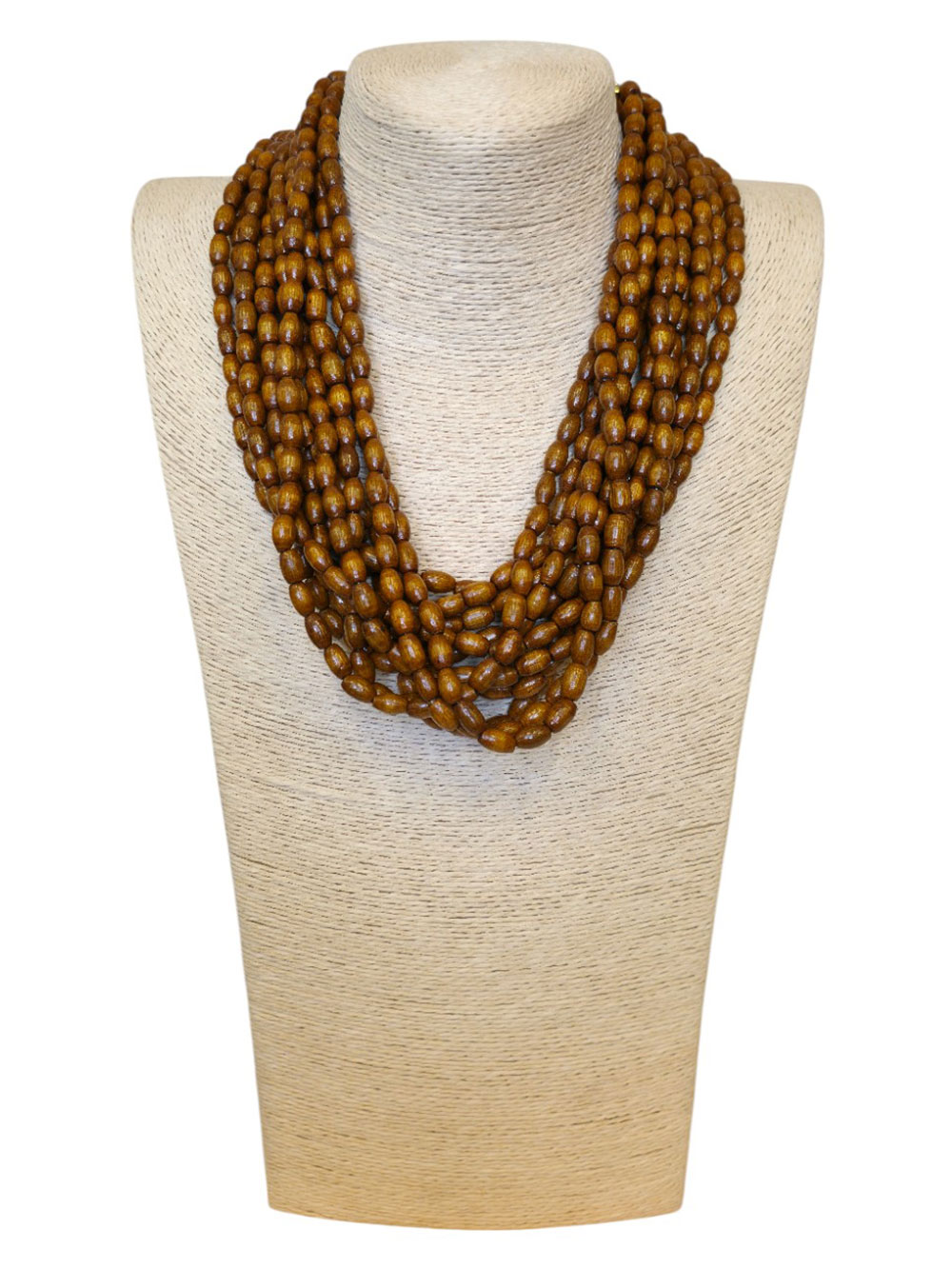 Ogrlica 24 - E wooden rice pearls - brown