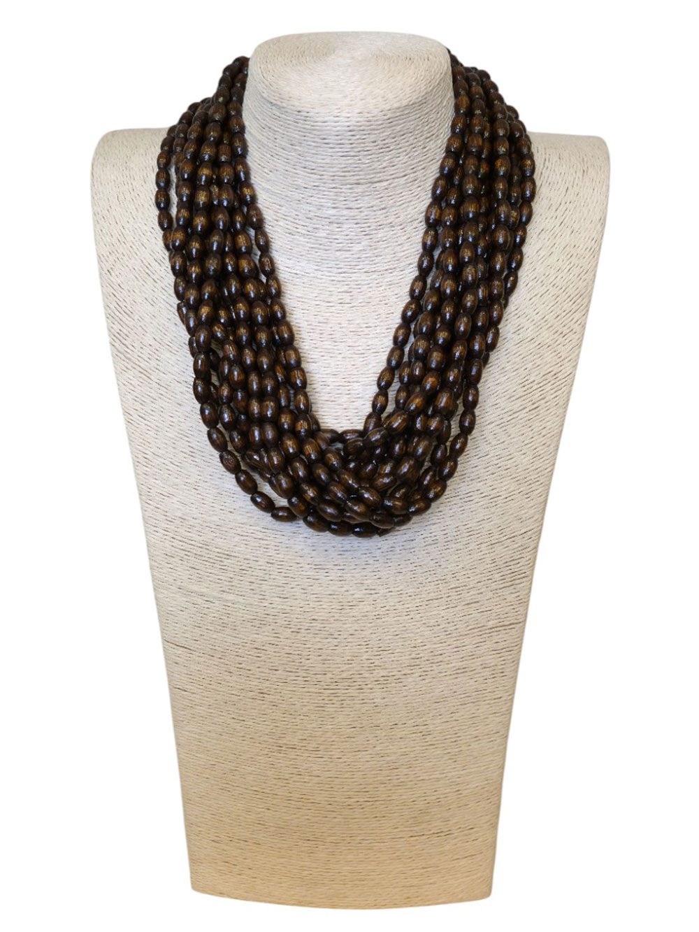 Ogrlica 24 - E wooden rice pearls - coffee