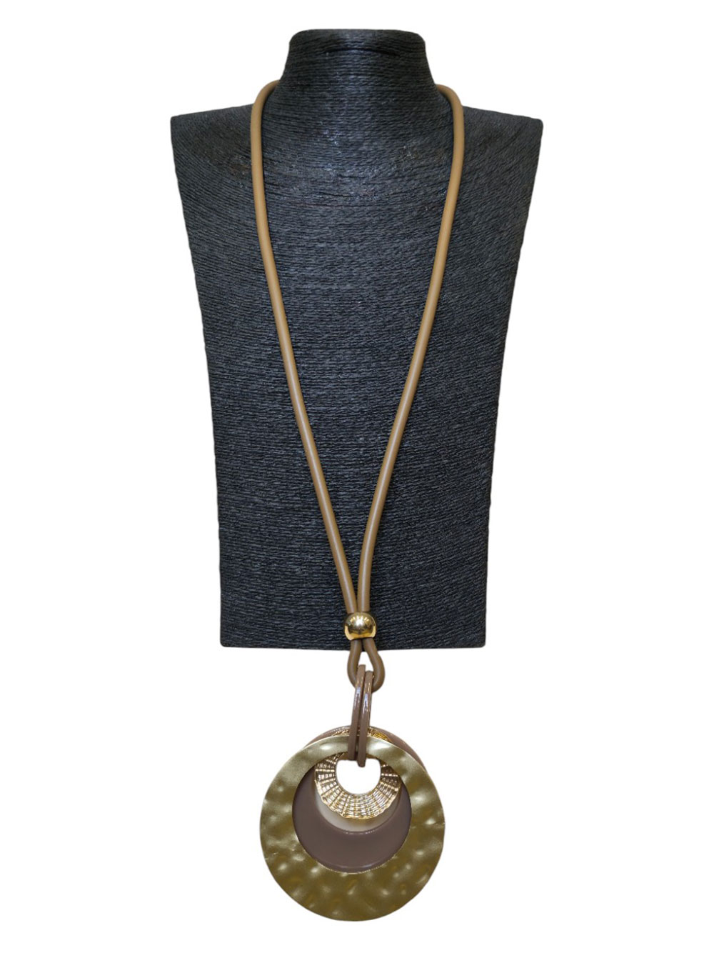 Ogrlica 36 - E 3 ring medallion - khaki