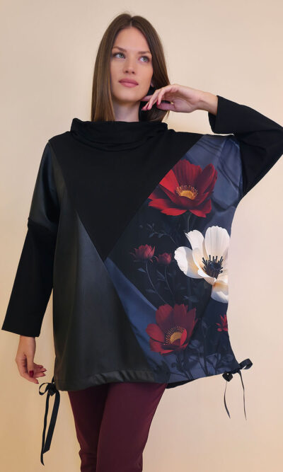 Tunika 48 Black Wings - felpa/ecco leather/print - White Poppy/Navy