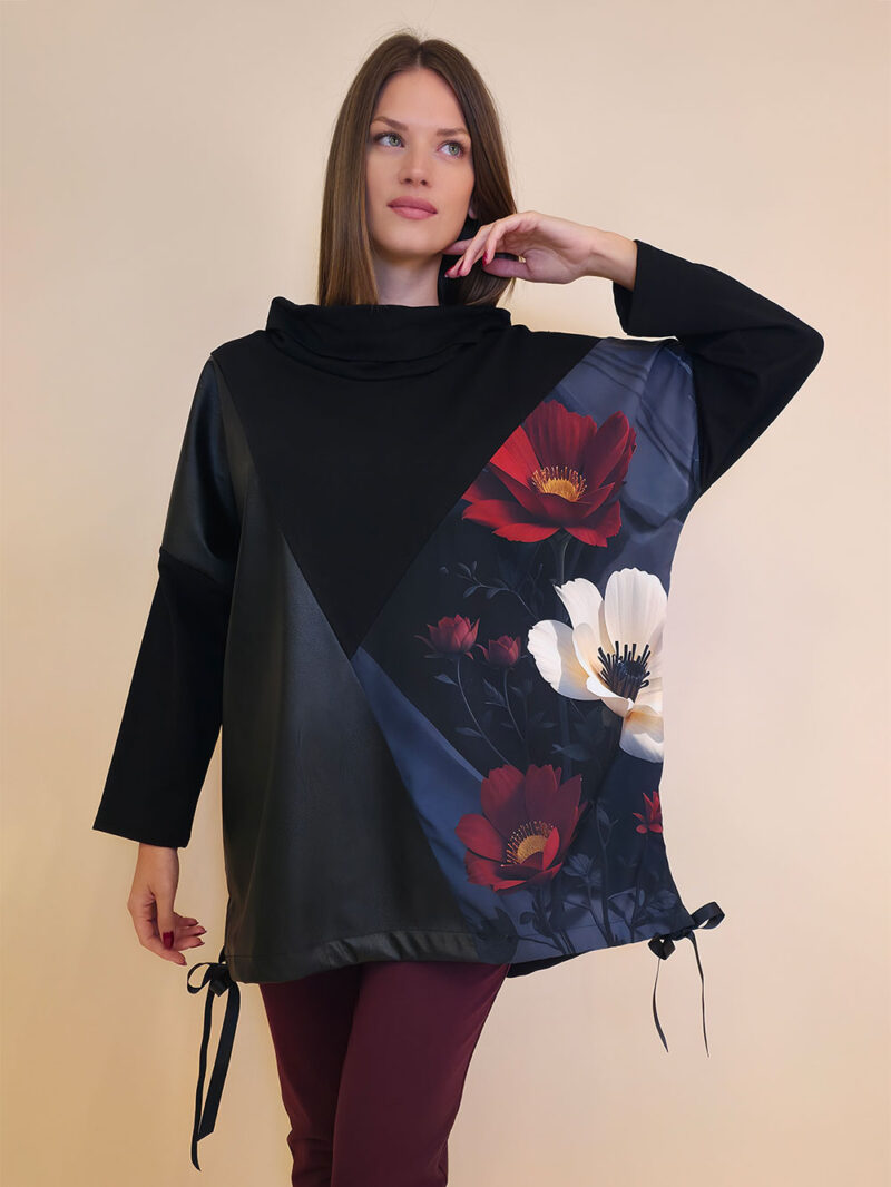 Tunika 48 Black Wings - felpa/ecco leather/print - White Poppy/Navy