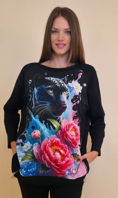 Tunika 44 Verdon - felpa/print 2 cifa - Leopard  Peonies