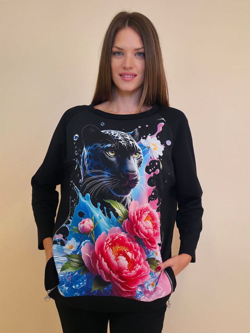 Tunika 44 Verdon - felpa/print 2 cifa - Leopard  Peonies