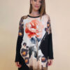 Tunika 42 Ponca - felpa/print cif džep - Big Pink Flower