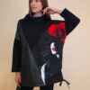 Tunika 48 Black Wings - felpa/ecco leather/print - Red Lips/Rose