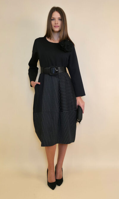 Haljina+cvijet 72 Nemaha - jersey UN+jersey stripes - black/black