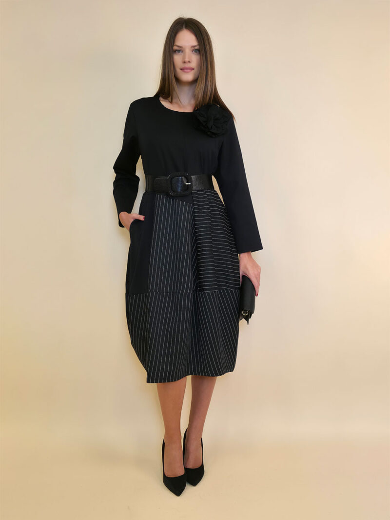 Haljina+cvijet 72 Nemaha - jersey UN+jersey stripes - black/black