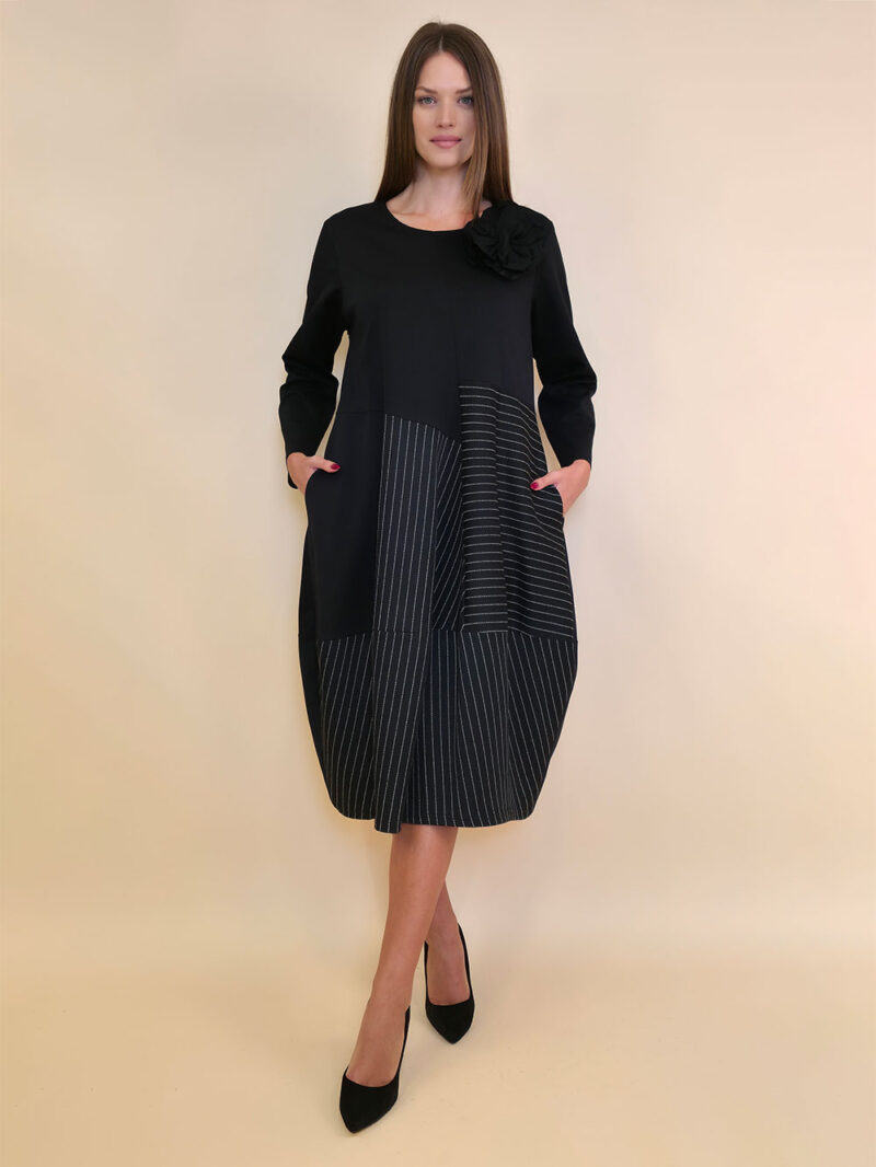 Haljina+cvijet 72 Nemaha - jersey UN+jersey stripes - black/black