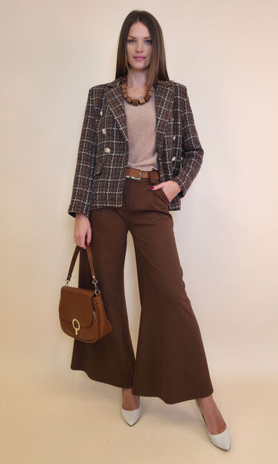 Sako 72 Clemson - cotton boucle karo - brown/beige