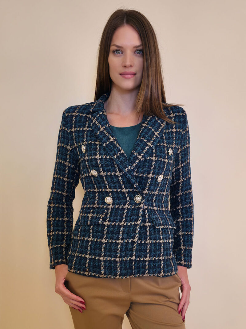 Sako 72 Clemson - cotton boucle karo - green/navy