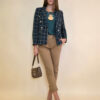 Sako 72 Clemson - cotton boucle karo - green/navy