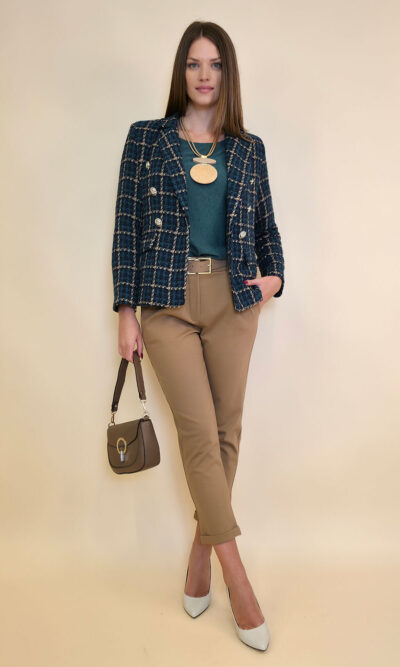 Sako 72 Clemson - cotton boucle karo - green/navy