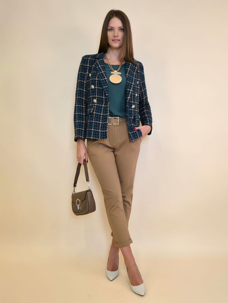 Sako 72 Clemson - cotton boucle karo - green/navy