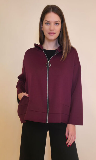Jakna 48 Quinby - jersey UN cif/hood - burgundy